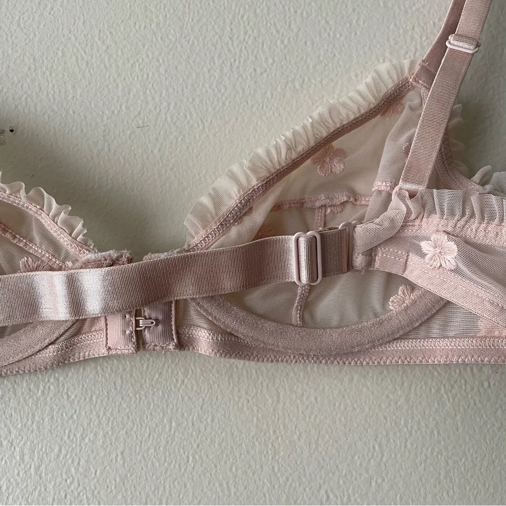 & Other Stories Pink Nude Bra Sheer Underwire 32B Front Closure - Picture 6 of 8